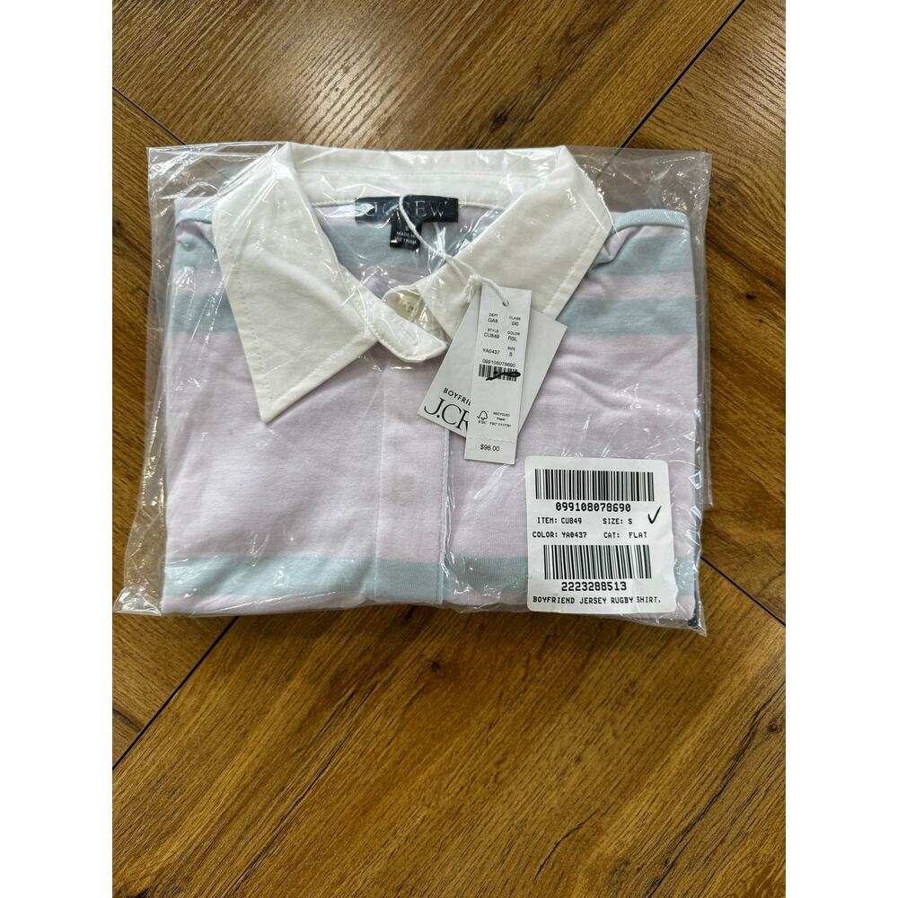 J.Crew Boyfriend jersey rugby shirt in stripe Lavender S - Picture 6 of 6